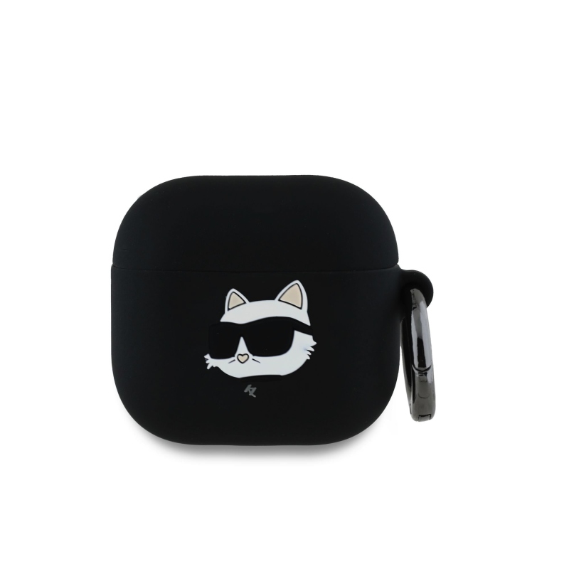 Karl Lagerfeld 3D Logo NFT Choupette Head Silikónové Puzdro pre AirPods 4 Black