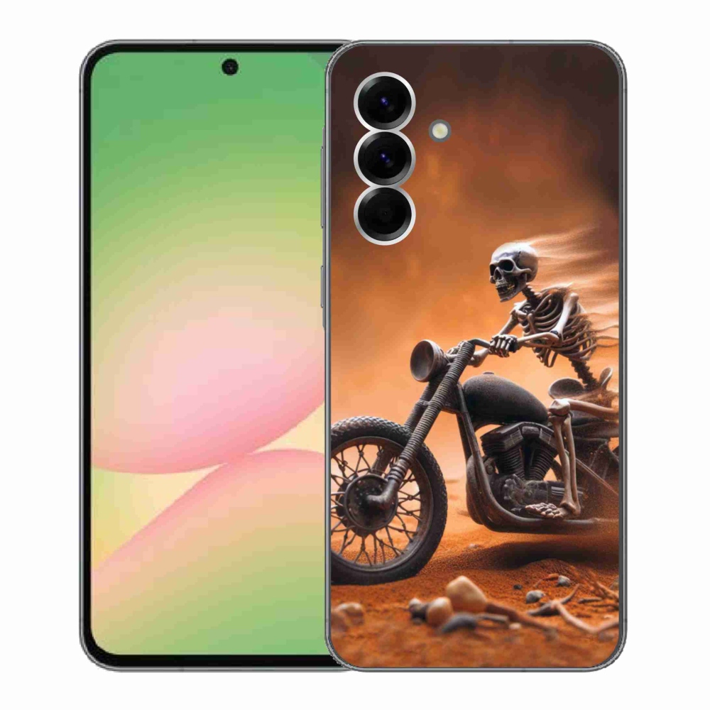 Gélový kryt mmCase na Samsung Galaxy A56 5G - kostra na motorke