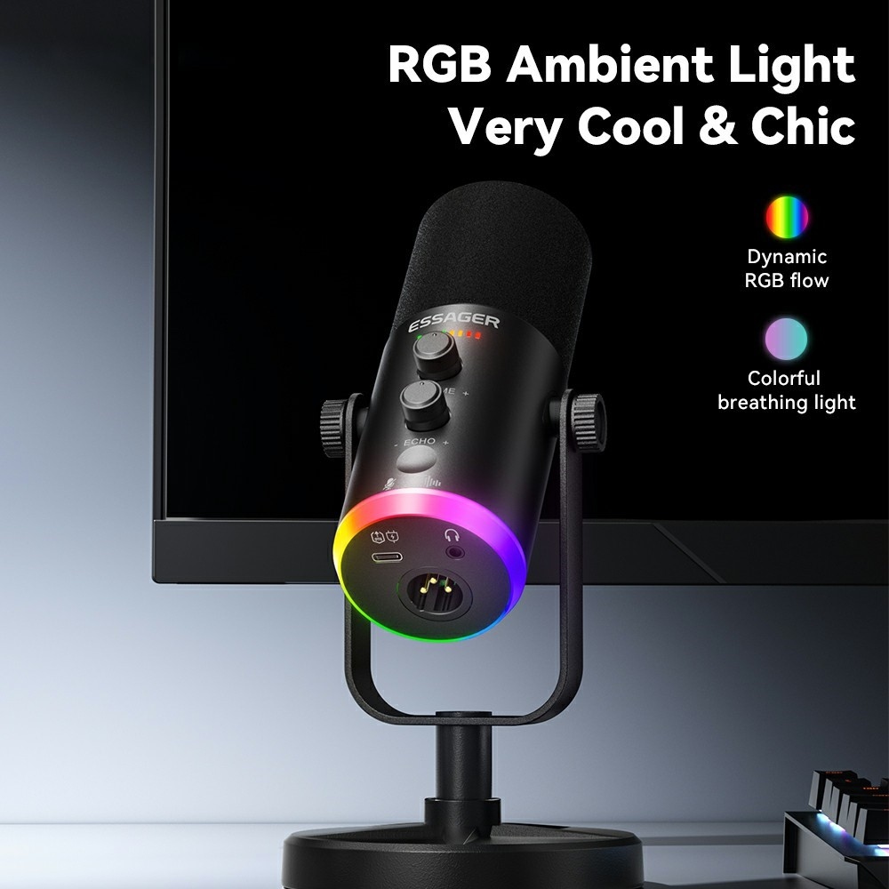 Essager stolný mikrofón XLR USB-C 3,5 mm s DSP redukciou šumu