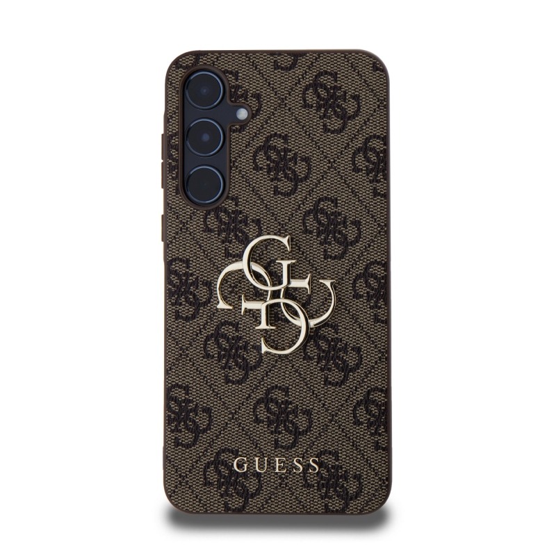 Guess PU 4G Metal Logo Zadný Kryt pre Samsung Galaxy A55 5G Brown