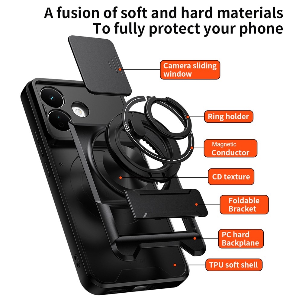 Robuste odolný kryt s MagSafe na Xiaomi Redmi Note 17 Pro 5G - čierny