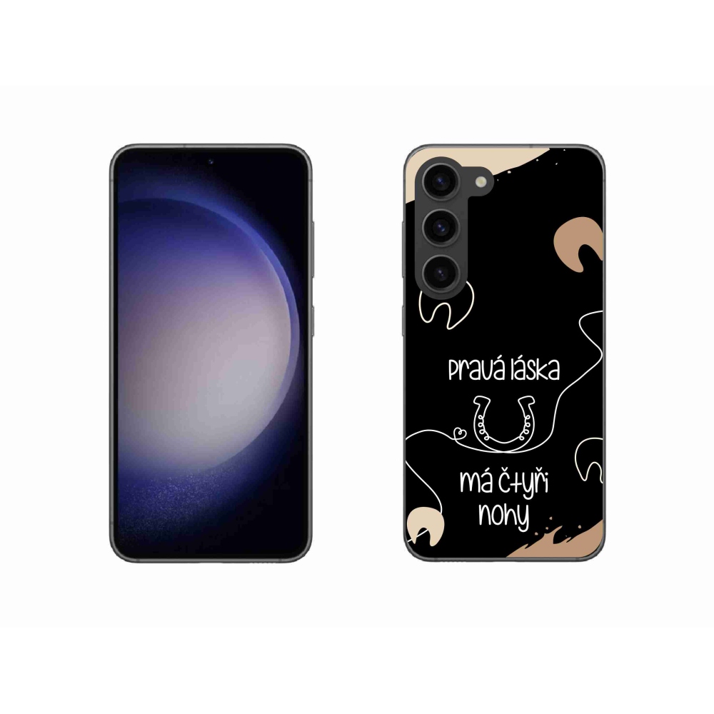 Gélový kryt mmCase na Samsung Galaxy S23 5G - konský motív čierne pozadie