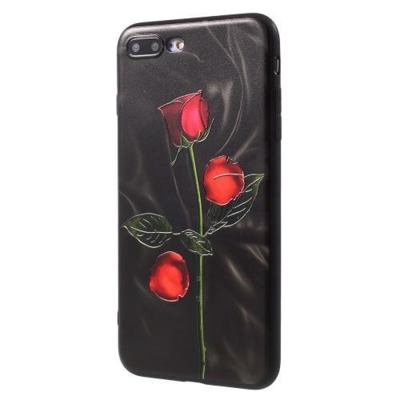 Rose gélový obal na iPhone 8 Plus a iPhone 7 Plus - čierne pozadie