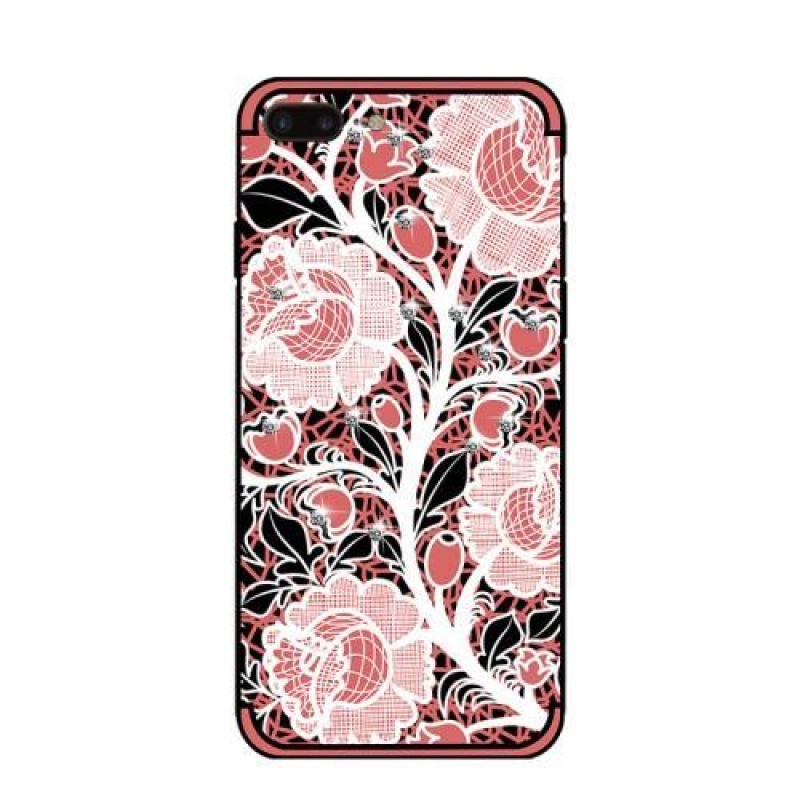 Roses gélový obal s kryštálmi na iPhone 7 Plus a iPhone 8 Plus - ružový