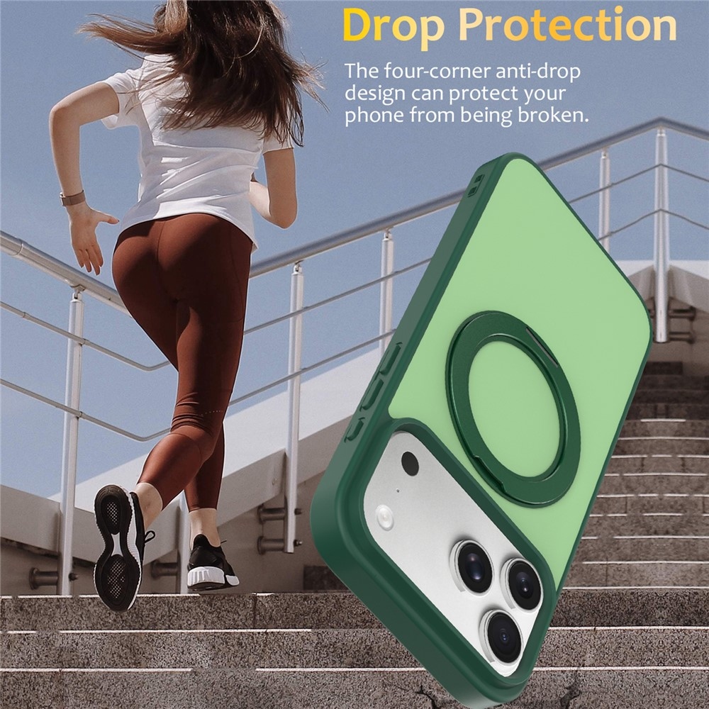 Rotaty gélový obal s pevným chrbtom a MagSafe na iPhone 18 Pro Max/17 Pro Max - zelený