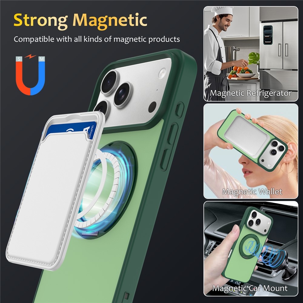Rotaty gélový obal s pevným chrbtom a MagSafe na iPhone 18 Pro Max/17 Pro Max - zelený