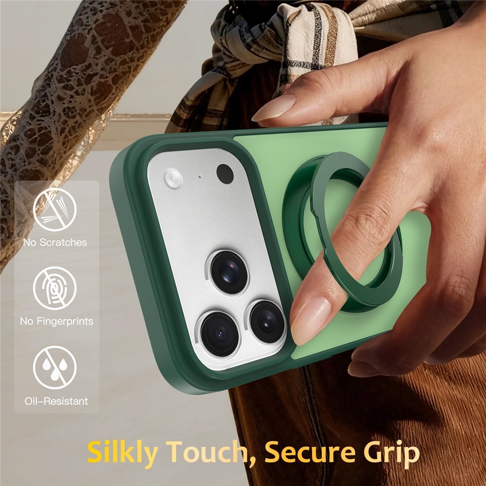 Rotaty gélový obal s pevným chrbtom a MagSafe na iPhone 18 Pro Max/17 Pro Max - zelený