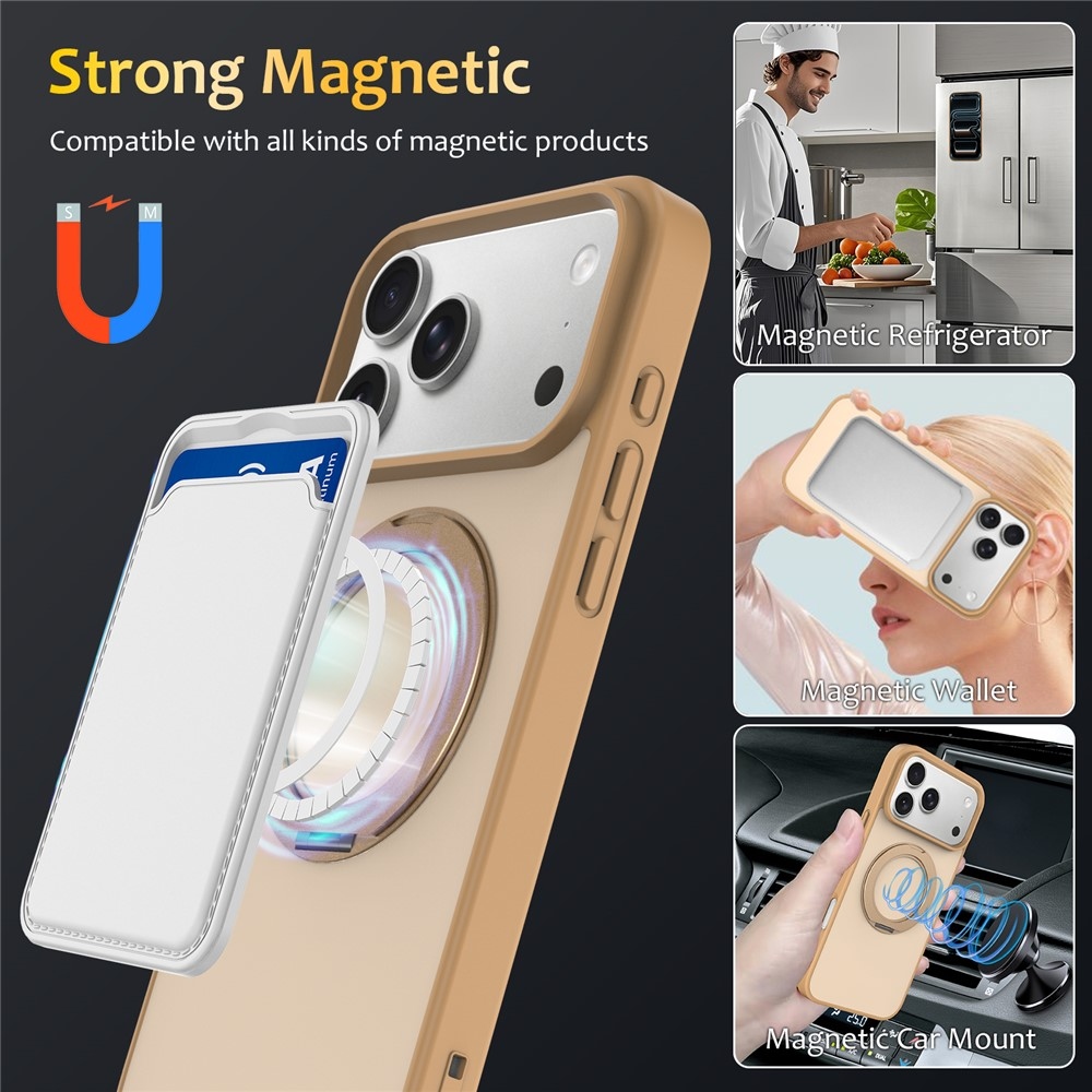 Rotaty gélový obal s pevným chrbtom a MagSafe na iPhone 18 Pro Max/17 Pro Max - zlatý