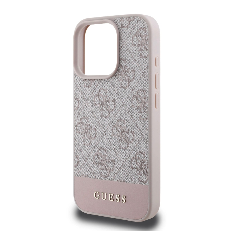 Guess PU 4G Stripe Zadný Kryt pre iPhone 16 Pro Max Pink