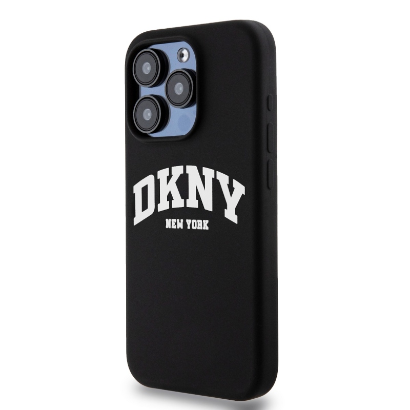 DKNY Liquid Silicone Arch Logo MagSafe Zadný Kryt pre iPhone 15 Pro Black