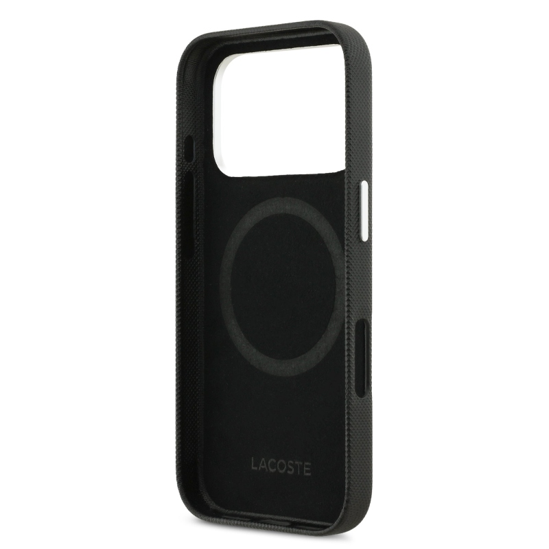 Lacoste Iconic Petit Pique Metal Logo MagSafe Zadný Kryt pre iPhone 17 Pro Max Black