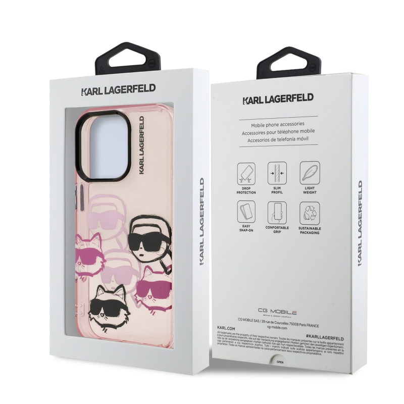 Karl Lagerfeld IML Multi K&CH Heads Zadný Kryt pre iPhone 16 Pro Pink