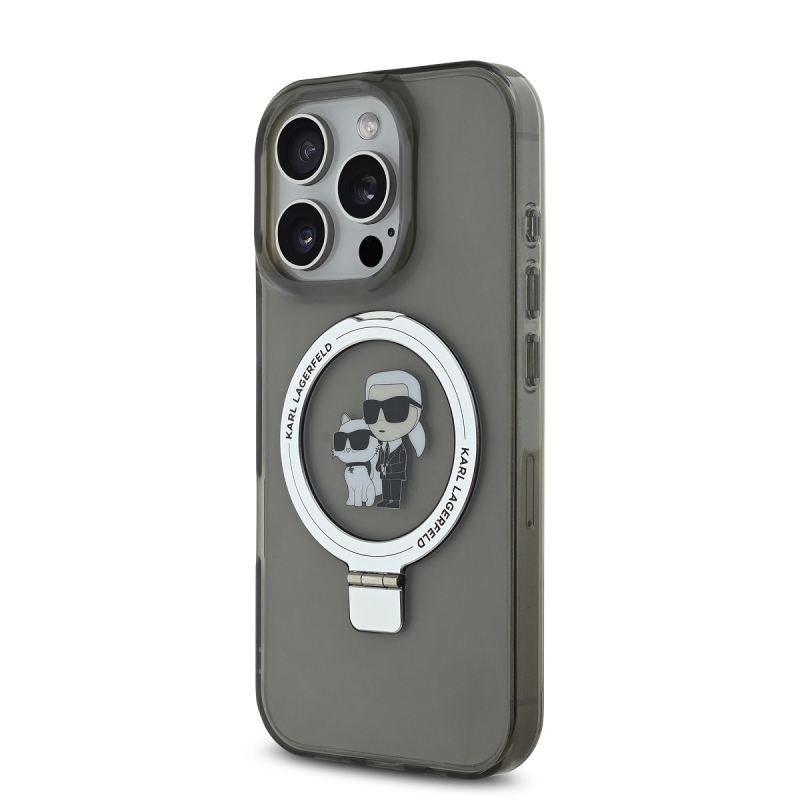 Karl Lagerfeld Ringstand Karl and Choupette MagSafe zadný kryt pre iPhone 16 Pro Black