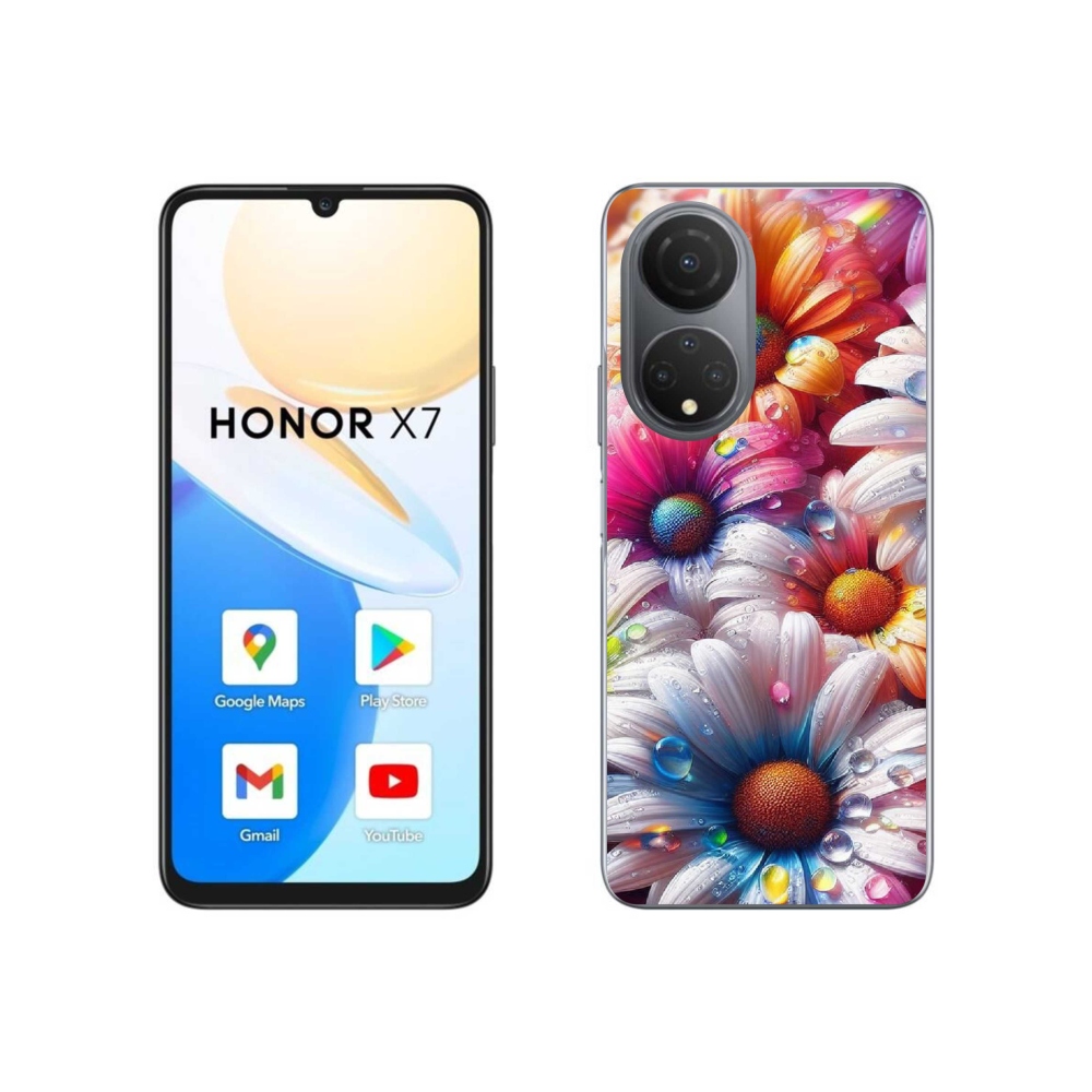 Gélový kryt mmCase na Honor X7 - farebné margaréty