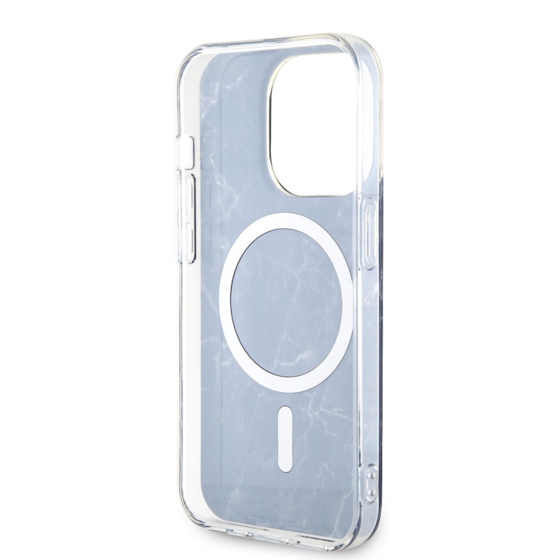 Guess IML Marble MagSafe Zadný Kryt pre iPhone 13 Pro Black