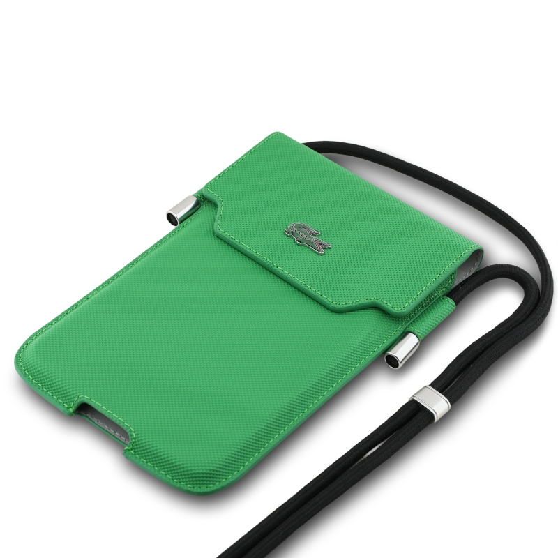 Lacoste PVC Iconic Petit Pique Metal Logo Vrecko na Telefón XL Green
