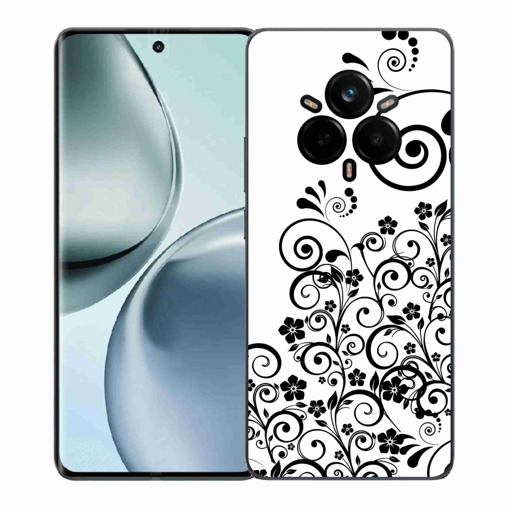 Gélový kryt mmCase na Realme 14 Pro+ 5G - čiernobiele kvetinové vzory