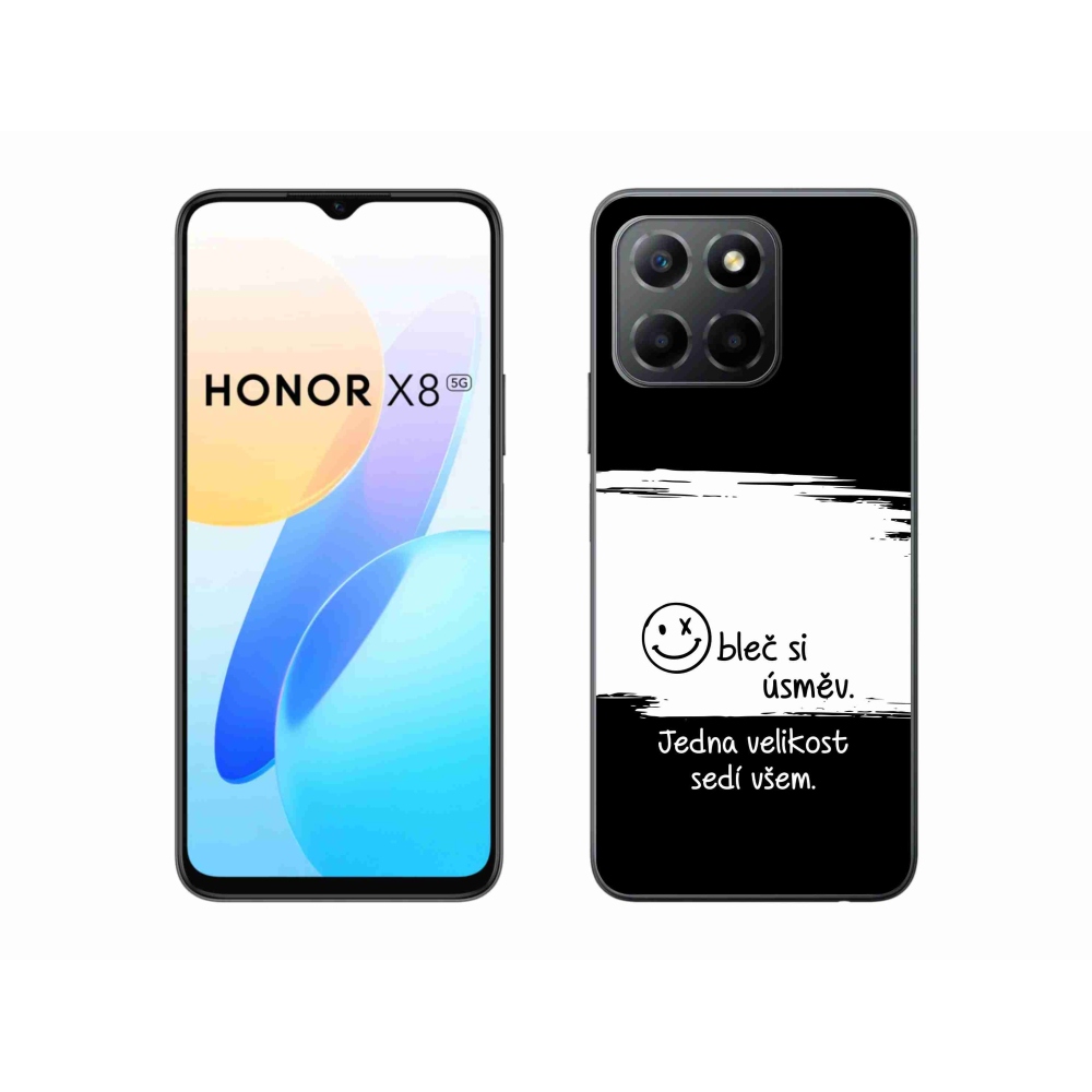 Gélový kryt mmCase na Honor X8 5G/Honor 70 Lite 5G - vtipný text 8 bieločierne pozadie
