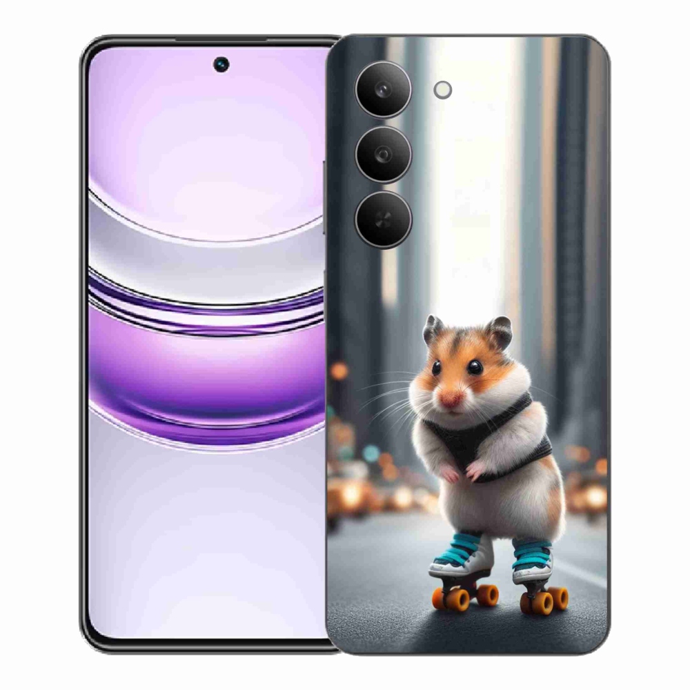Gélový kryt mmCase na Realme 14x 5G - škrečok na korčuliach