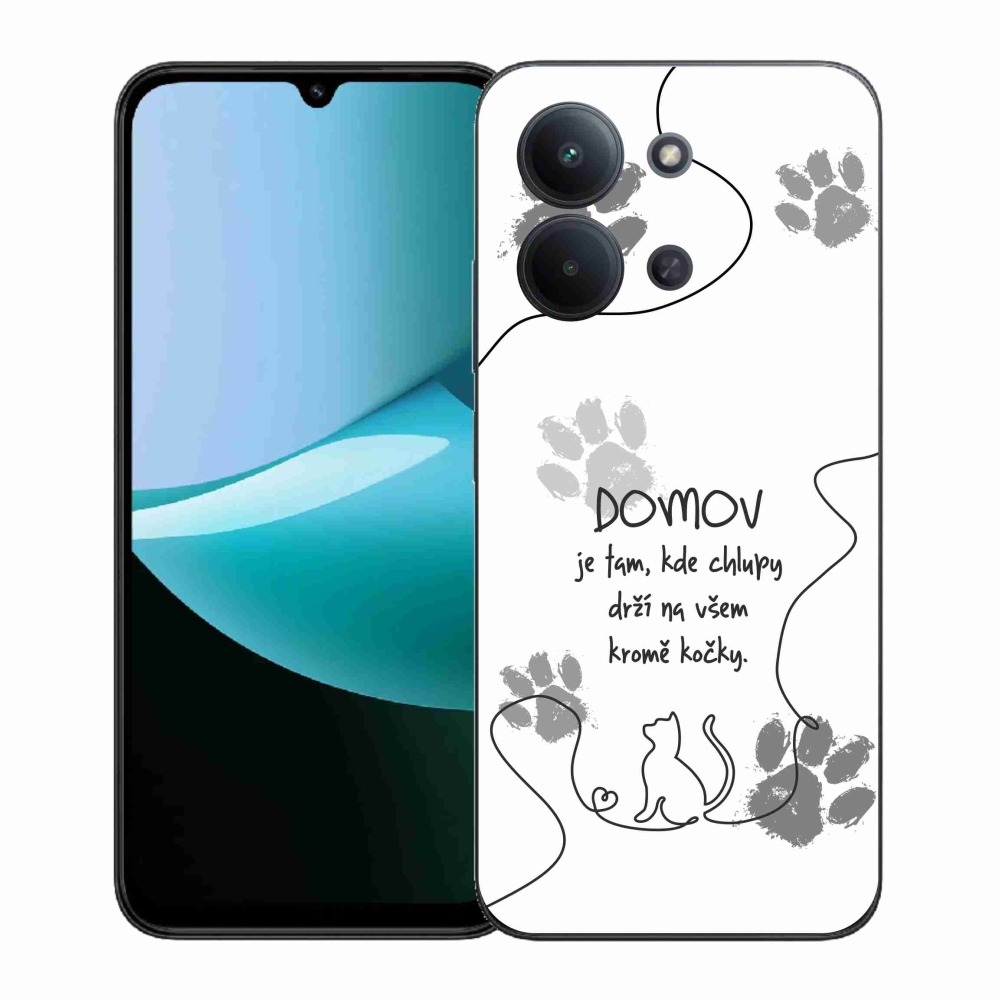 Gélový kryt mmCase na Xiaomi Redmi 15C 4G (171mm)/Poco C85 4G (171mm) - mačacie motív biele pozadie