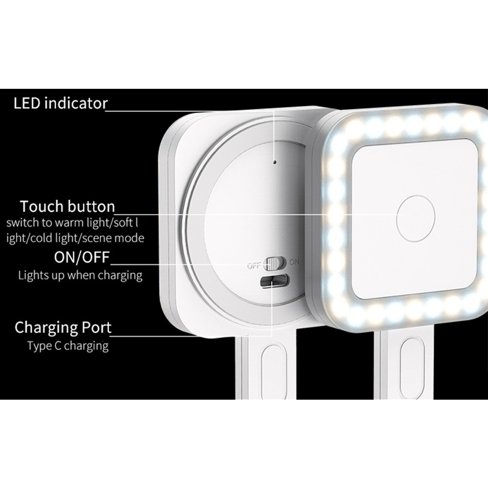 V18 magnetické prisvetľovacie LED svetlo na mobil - čierne