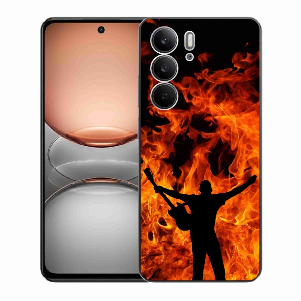 Gélový kryt mmCase na Realme C75 - muzikant a oheň