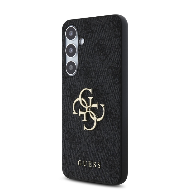 Guess PU 4G Metal Logo Zadní Kryt pre Samsung Galaxy S24 FE Grey