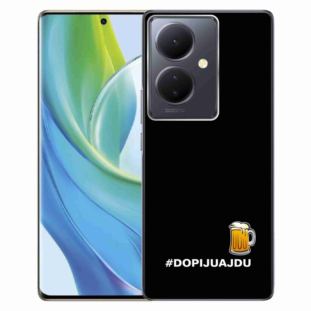 Gélový kryt mmCase na Vivo V29 Lite 5G - pivný motív 1 čierne pozadie