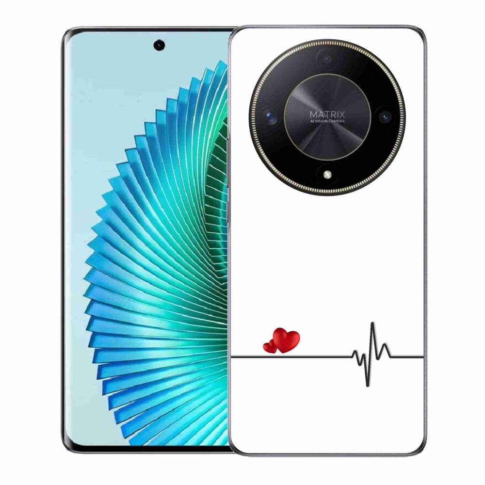 Gélový kryt mmCase na Honor Magic 6 Lite 5G - srdce a tep biele pozadie