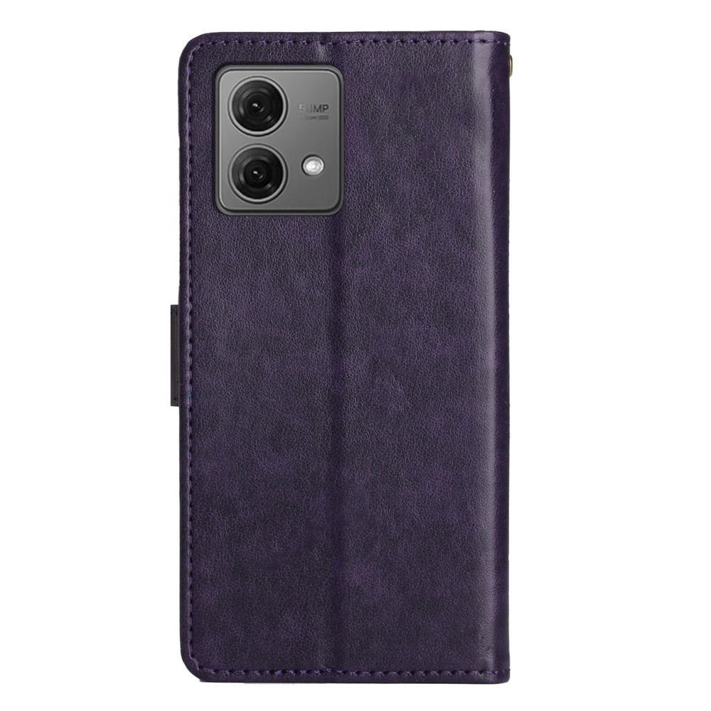 Flowers knižkové púzdro na Motorola Moto G85 5G - tmavofialové