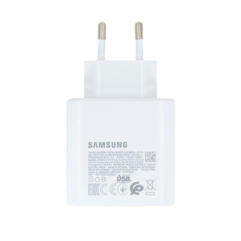 EP-TA845EWE Samsung Quickcharge USB-C 45W Cestovná nabíjačka White (OOB Bulk)