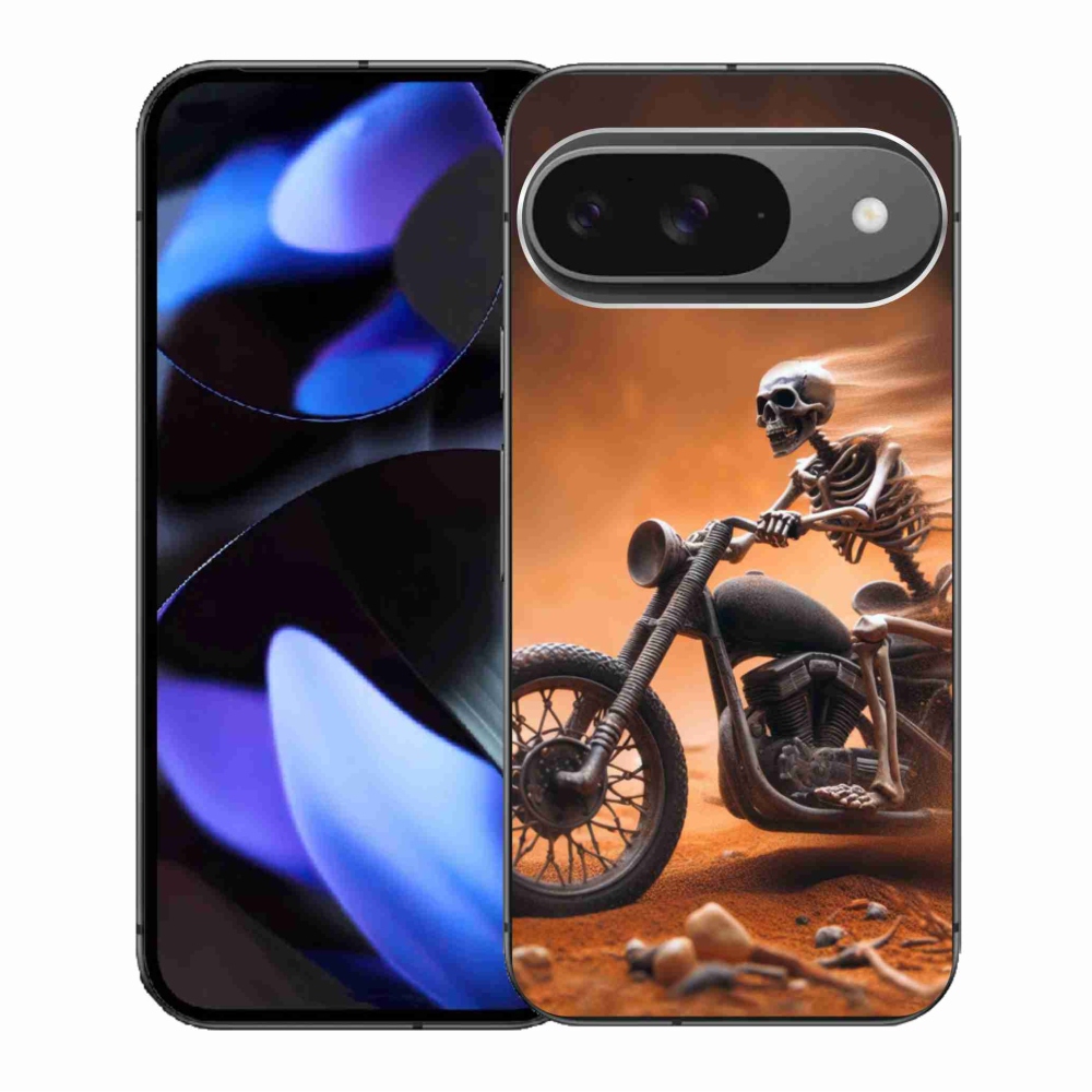Gélový kryt mmCase na Google Pixel 9/9 Pro - kostra na motorke
