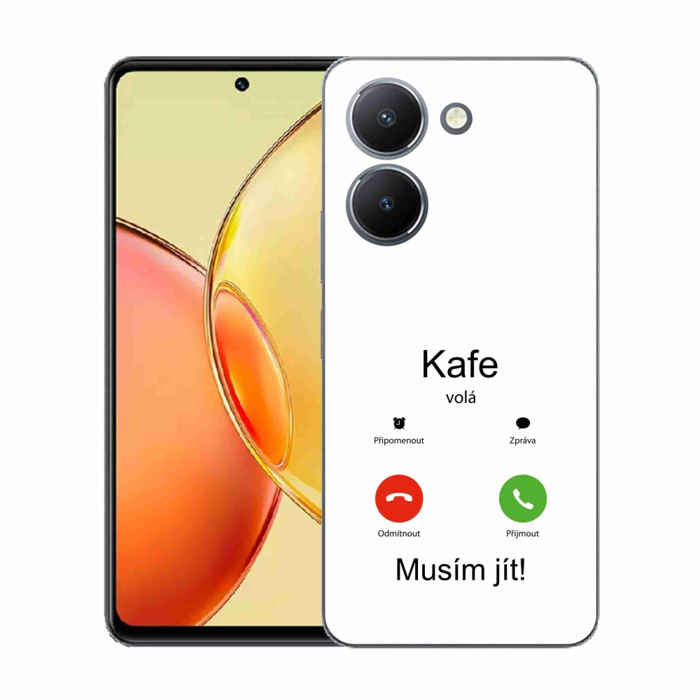 Gélový kryt mmCase na Vivo Y36 - káva volá biele pozadie