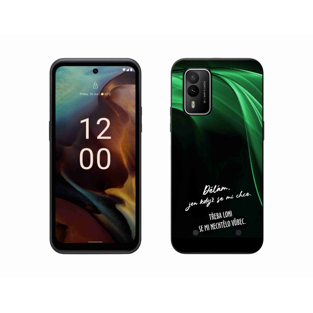 Gélový kryt mmCase na Nokia XR21 - vtipný text 12 čierne pozadie