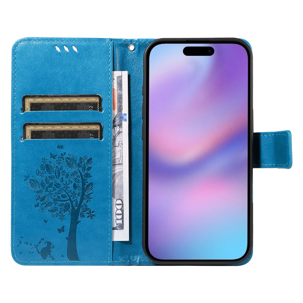 Trees knižkové púzdro na iPhone 17 - modré