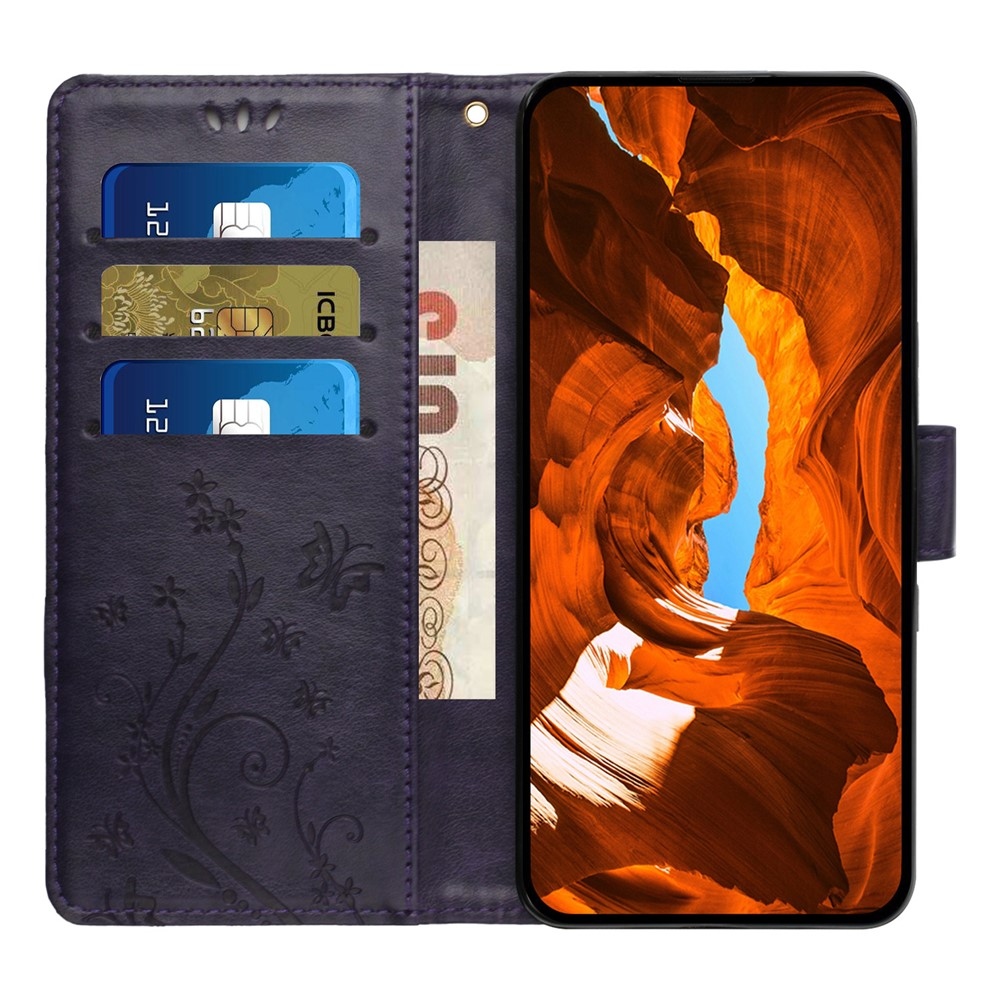 Flowers knižkové púzdro na iPhone 17 - tmavofialové