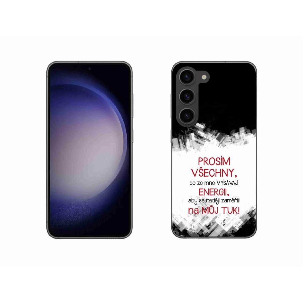Gélový kryt mmCase na Samsung Galaxy S23 5G - vtipný text 1 červený