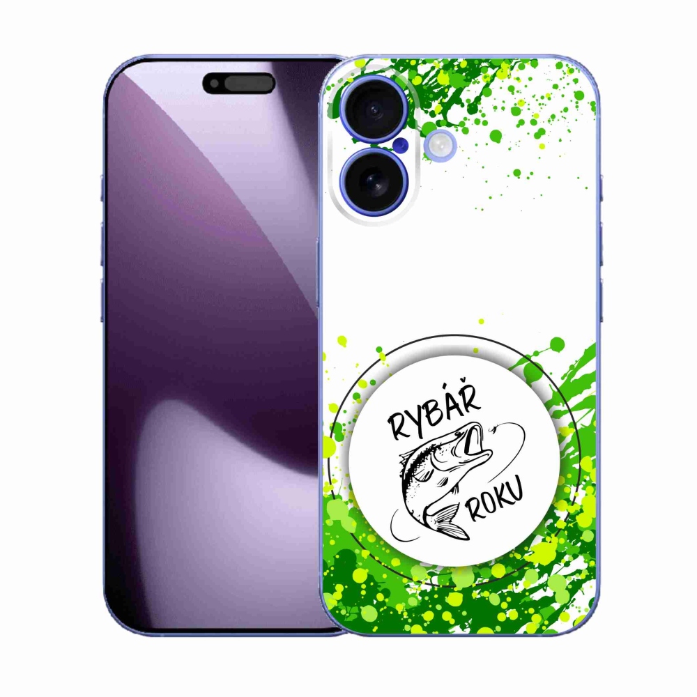 Gélový kryt mmCase na iPhone 17 - rybár roka biele pozadie