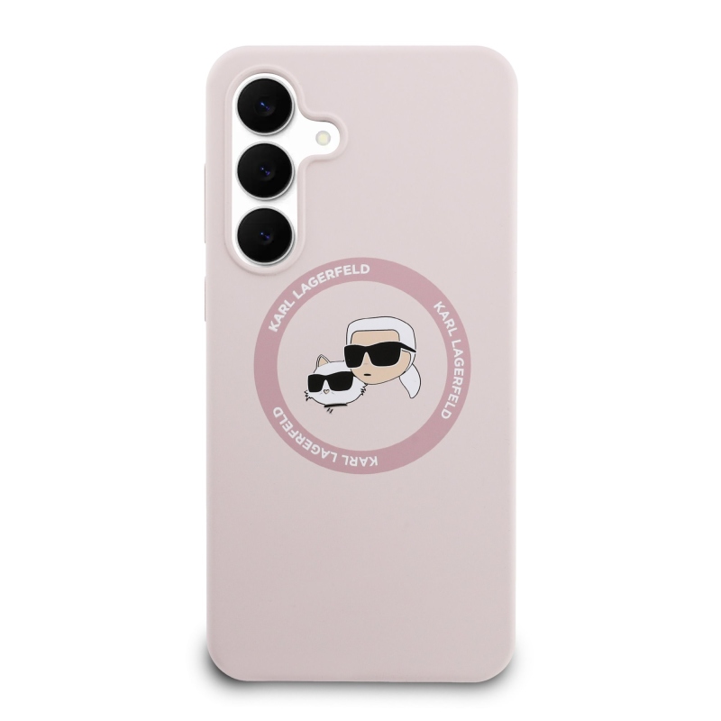 Karl Lagerfeld Liquid Silicone K&CH Heads MagSafe Zadný Kryt pre Samsung Galaxy S25 FE Pink