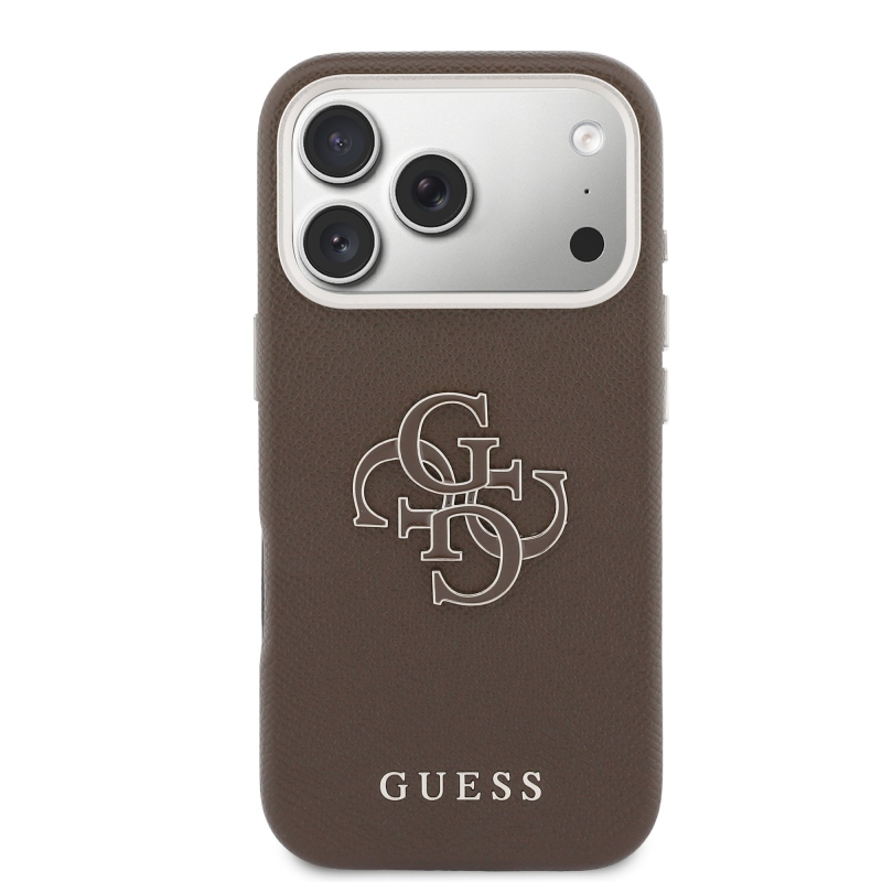 Zadný kryt s logom Guess PU Resin pre iPhone 17 Pro Brown