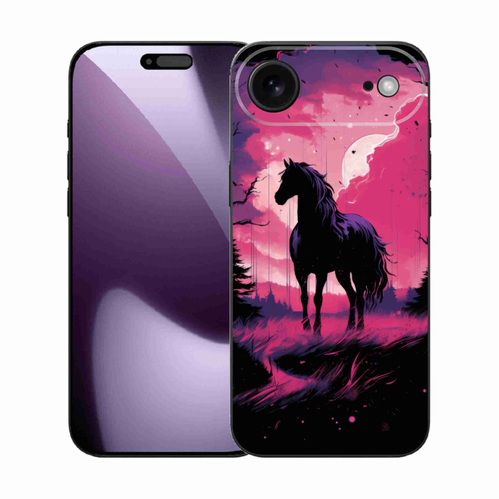 Gélový kryt mmCase na iPhone 17 Air - čierny kreslený kôň 1