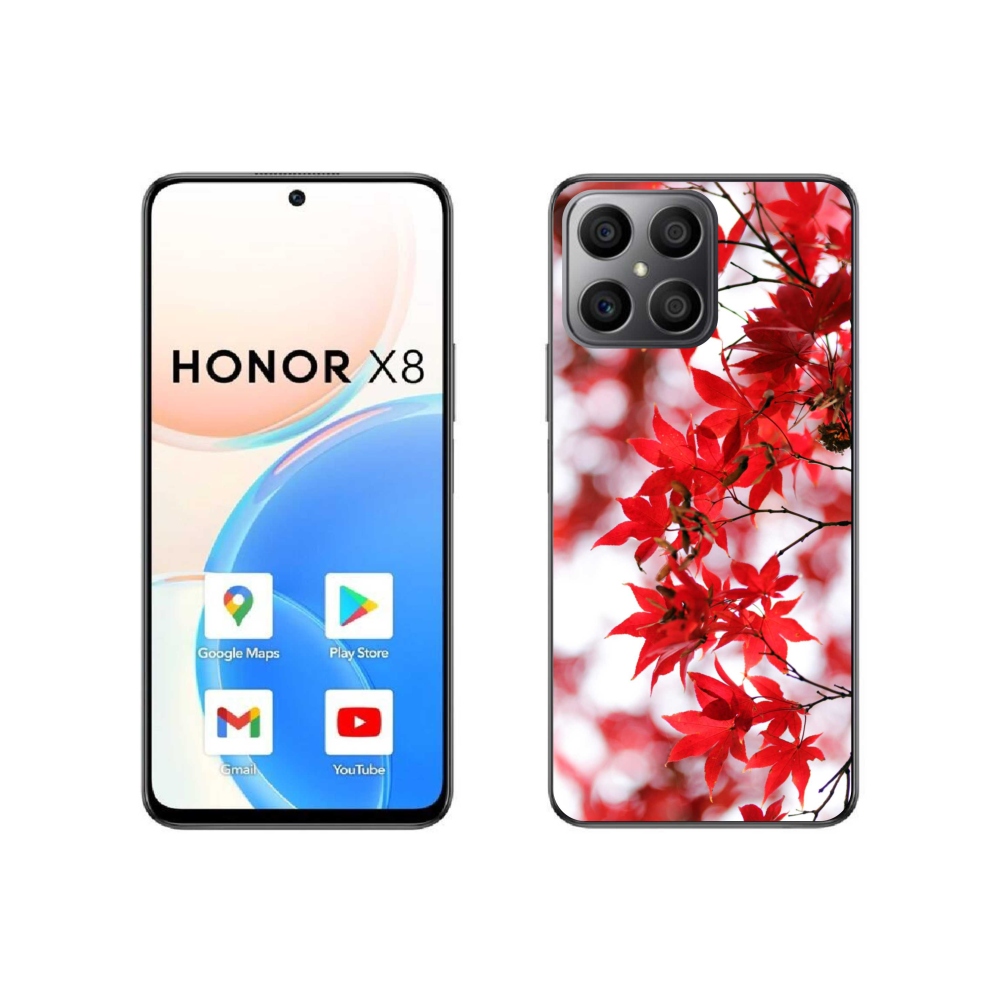 Gélový kryt mmCase na Honor X8 4G - červené listy