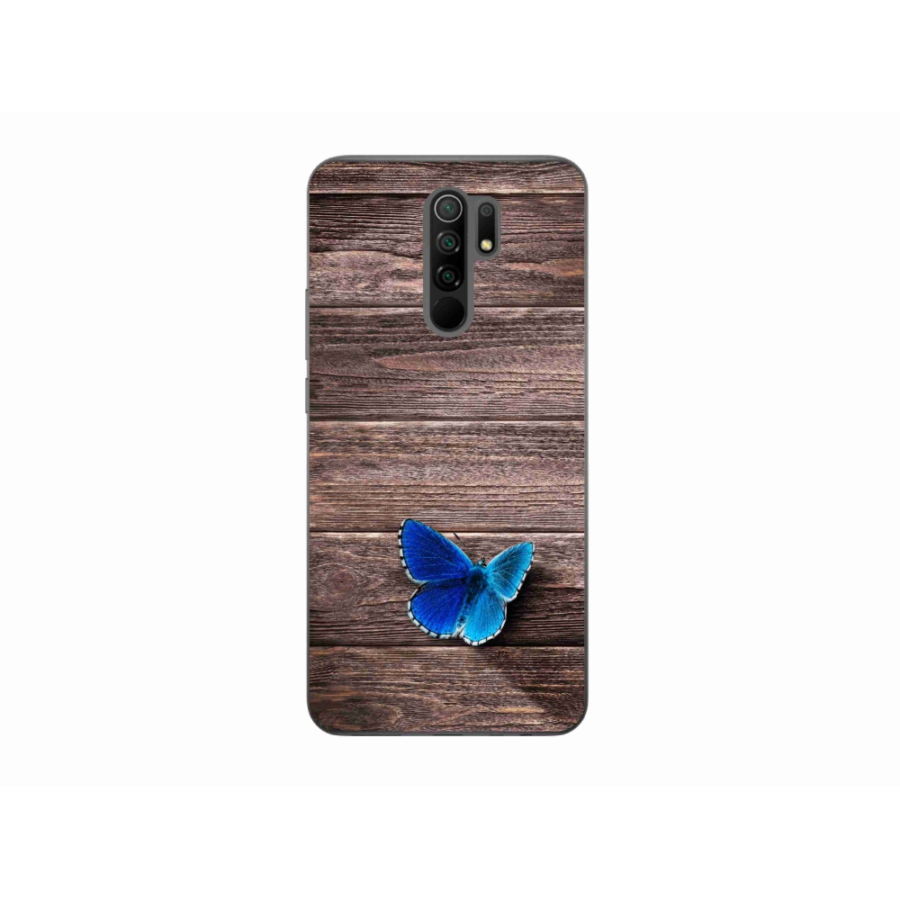 Gélový kryt mmCase na mobil Xiaomi Redmi 9 - modrý motýľ 1