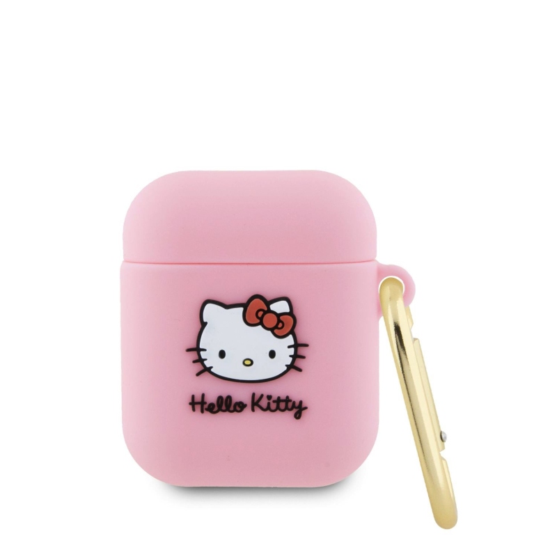 Hello Kitty Liquid Silicone 3D Kitty Head Logo Puzdro pre AirPods 1/2 Pink