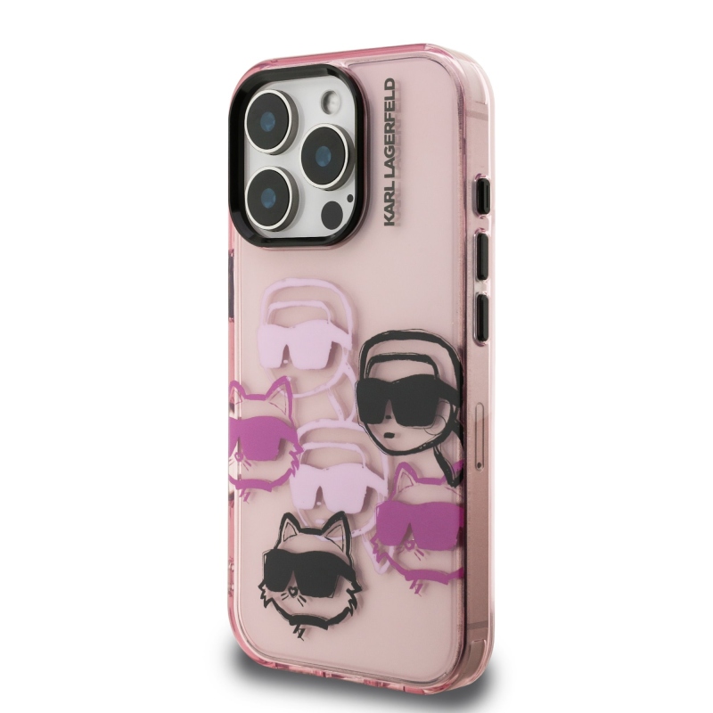 Karl Lagerfeld IML Multi K&CH Heads Zadný Kryt pre iPhone 16 Pro Pink