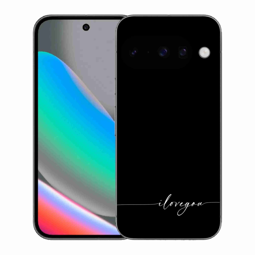 Gélový kryt mmCase na Google Pixel 10 - I love you čierne pozadie