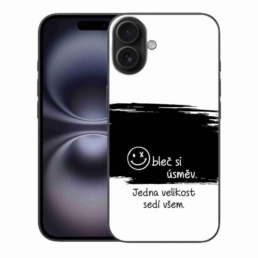 Gélový kryt mmCase na iPhone 16 Plus - vtipný text 8 čiernobiele pozadie