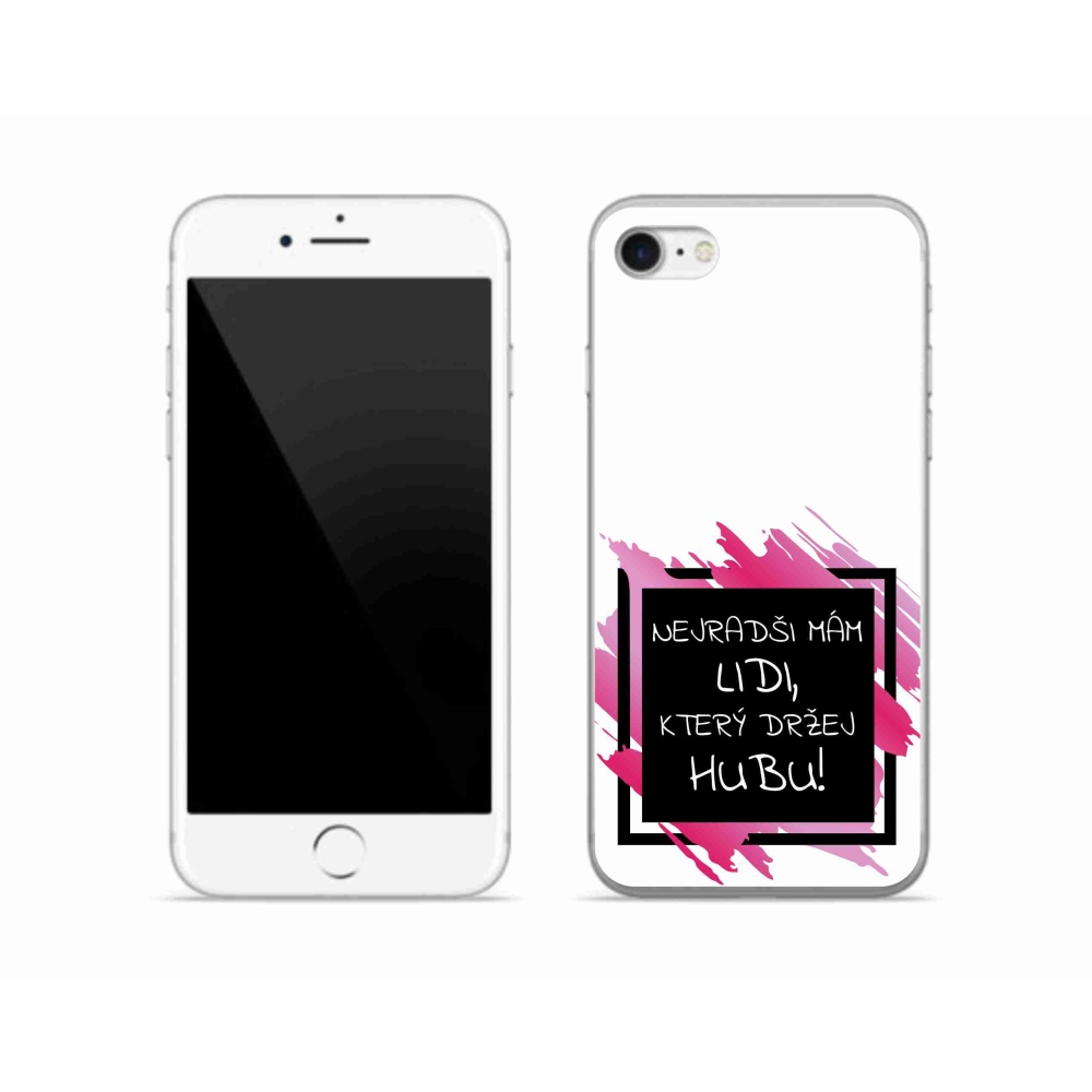 Gélový kryt mmCase na iPhone SE (2020) - vtipný text 7 čiernobiele pozadie