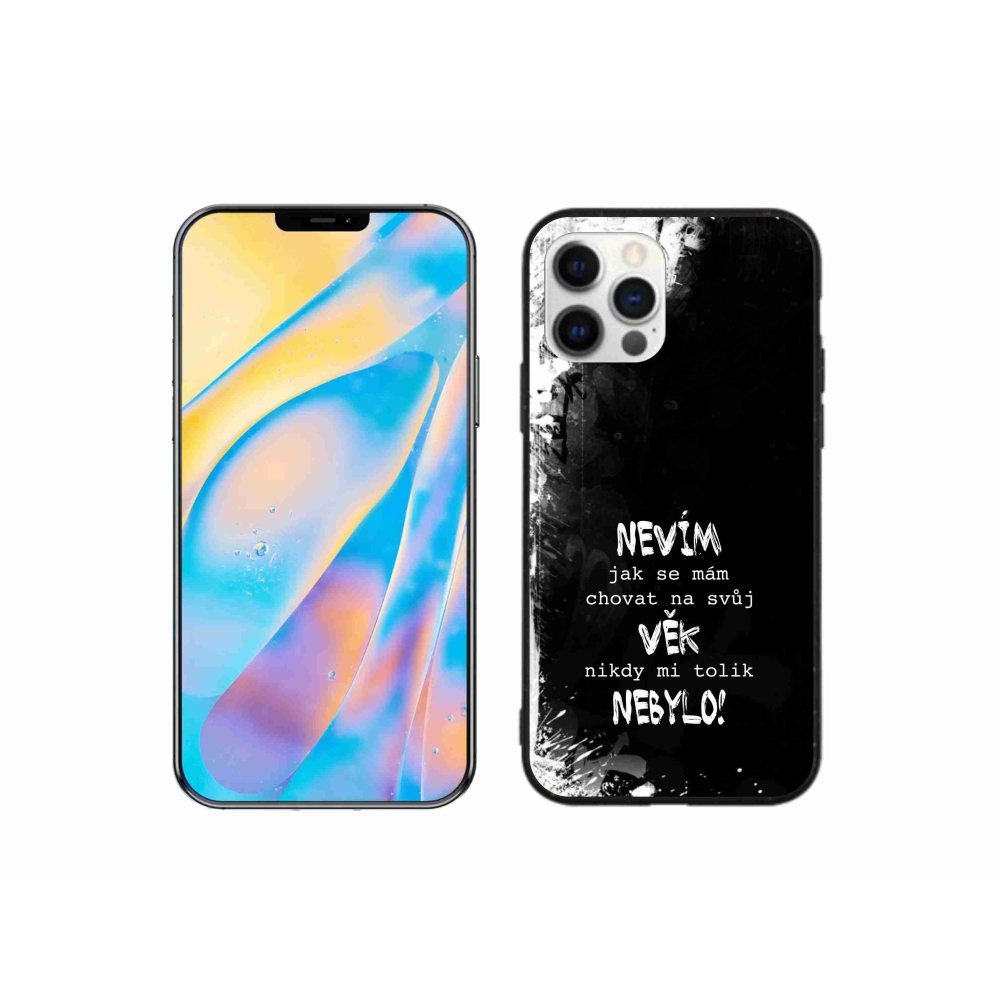 Gélový kryt mmCase na iPhone 12 Pro - vtipný text 14 čierne pozadie