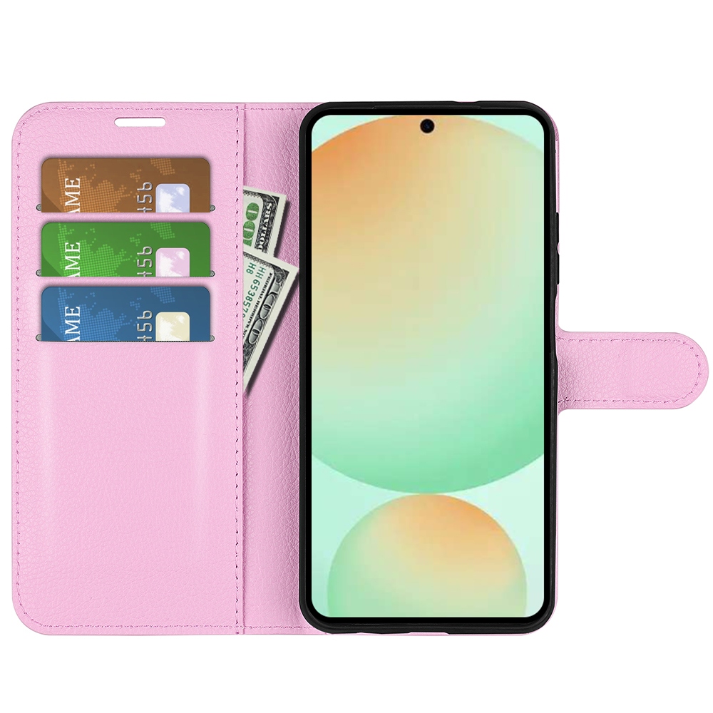Litchi knižkové púzdro na Samsung Galaxy S25 FE - ružové